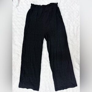 EASEL Textured Black High Rise Straight Leg Pull On Pants